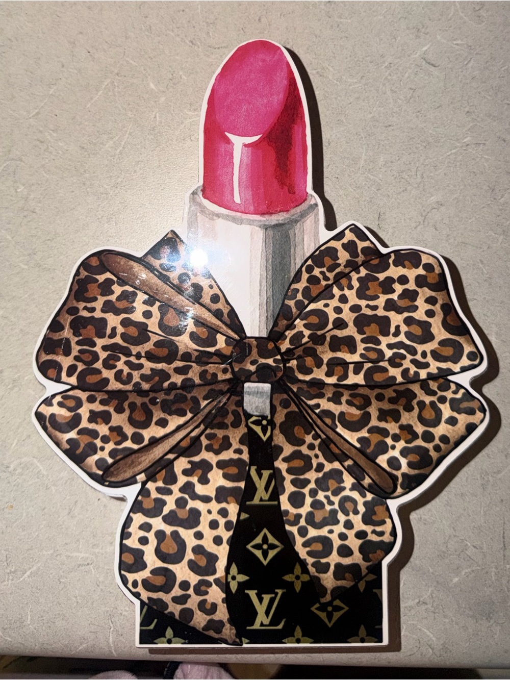 Leopard Bow Lipstick Wooden Closet Decor Standee | Shelf Decor | Chic Vanity
